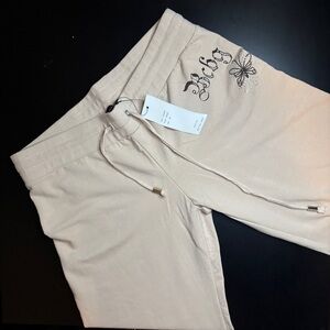 Beige Bcbg flare pant with Butterfly Embroidery